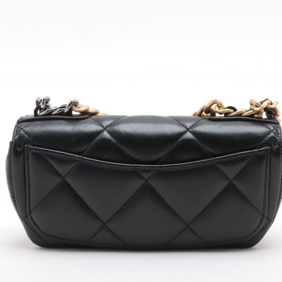 Chanel 19 Chain Shoulder Bag Glasses Case Gold X Silver Metal Fittings - Picture 2 of 12